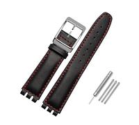 Leather Watch Strap Is Suitable Fit For Swatch Fit For Yrs Series Concave Convex Interface Strap 17 19mm Men's And Women's Bracelet(Black Red Silver,17mm)