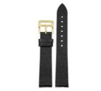 Leather Watch Strap Quick Release Replacement Band For Women Men(Black and gold,16mm)