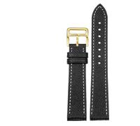 Leather Watch Strap Quick Release Replacement Band For Women Men(Black and white and gold,18mm)