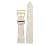 Leather Watch Strap Quick Release Replacement Band For Women Men(White-gold,18mm)