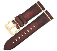 Leather Watch Strap Vintage Blue Watchband Bracelet 18mm 19mm 20mm 21mm 22mm 24mm 26mm Leather Watch Strap(DarkBrown Gold,20mm)