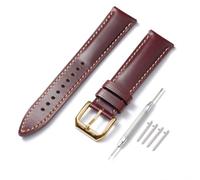 Leather Watch Straps for Men & Women Genuine Leather Replacement Bands, Quick Release Replacement Watchbands 16mm 18mm 20mm 22mm (with Watchstrap Pins,Repair Tool) (Red Brown(Gold Buckle), 20mm)