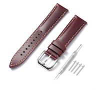Leather Watch Straps for Men & Women Genuine Leather Replacement Bands, Quick Release Replacement Watchbands 16mm 18mm 20mm 22mm (with Watchstrap Pins,Repair Tool) (Red Brown(Silver Buckle), 18mm)