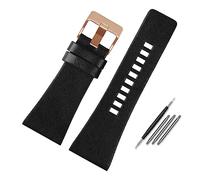 Leather Watch Straps,Leather Replacement Watch Band,Genuine Leather Watchband Compatible With Diesel DZ7396DZ1206 DZ1399 DZ1405 Watch Band Litchi Grain 22 24 26 27 28 30 32 34mm Strap Bracelet(Flat bl