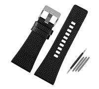 Leather Watch Straps,Leather Replacement Watch Band,Genuine Leather Watchband Compatible With Diesel DZ7396DZ1206 DZ1399 DZ1405 Watch Band Litchi Grain 22 24 26 27 28 30 32 34mm Strap Bracelet(Black s
