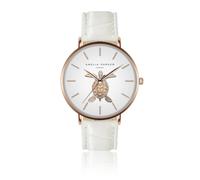 Leather watch woman Amelia Parker Rose Turtle White Doré 38 mm