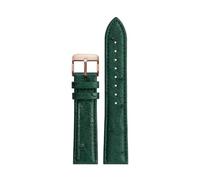Leather Watchband 18mm - 22mm Ostrich Pattern Watch Strap with Stainless Steel Buckle Watch Accessories(A Green Rose Gold,18mm)