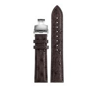 Leather Watchband 18mm - 22mm Ostrich Pattern Watch Strap with Stainless Steel Buckle Watch Accessories(Brown Silver,18mm)