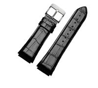 Leather Watchband 22mm Silicone Watch Bracelet Compatible With GUESS W0040G3 W0040G5 W0247G3 Blue Wrist Band Men's Watch Strap (Black steel 22mm)