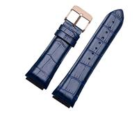 Leather Watchband 22mm Silicone Watch Bracelet Compatible With GUESS W0040G3 W0040G5 W0247G3 Blue Wrist Band Men's Watch Strap (Blue black)