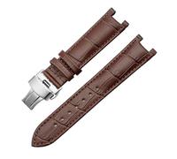 Leather Watchband Compatible With GC Guess Watch Strap Butterfly Buckle Bracelet 20 * 11mm 22 * 13mm Men And Women Cowhide(Brown silver,20-11mm)