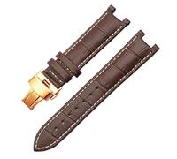 Leather Watchband Compatible With GC Guess Watch Strap Butterfly Buckle Bracelet 20 * 11mm 22 * 13mm Men And Women Cowhide(Brown white-R,22-13mm)