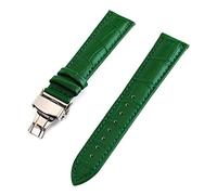 Leather Watchbands 12-24mm Butterfly Buckle Steel Buckle Strap Wrist Belt Green 19mm