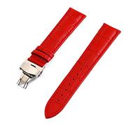Leather Watchbands 12-24mm Butterfly Buckle Steel Buckle Strap Wrist Belt Red 24mm