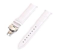 Leather Watchbands 12-24mm Butterfly Buckle Steel Buckle Strap Wrist Belt White 16mm