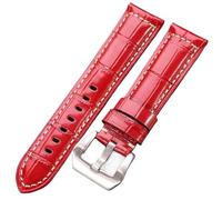 Leather Watchbands 20mm 22mm 24mm Men Women SportQuick Release Watch Strap(Red silver buckle,20mm)