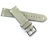 Leather Watchstrap White Stitching 24 mm Vintage Retro Look Quality Strap Navy Grey BS 24mm/22
