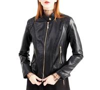 Leather Waterproof Jacket Women Fashion Solid Womens Leather Jacket with Zip Pockets, PU Leather Slim Fit Zip Up Moto Jacket Bomber Jacket (Black,S)