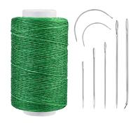 Leather Waxed Thread Cord, 250M Heavy Duty Sewing Kit with Needles, Upholstery Repair, Bookbinding, Shoe Repairing, Leather Projects, 150D/Grass Green