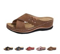 Leather Wedge Sandals Summer Ladies Cross Strap Sandals Womens Backless Sandal Retro Roman Sliders Yoga Mat Comfortable Slippers Mesh Steel Ball Footwear Beach Platform Mules Casual Sandal