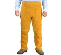 Leather Welding Apron for Men and Women, Adjustable Split Leg Design, 90cm x 65cm, Yellow Cowhide Protective Clothing for Welding, Workshop, DIY, Compatible with Heavy Duty Work