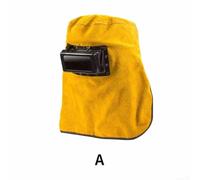 Leather Welding Cap with Flip-Open Lens Cover, Adjustable Strap and Sponge Frame for Welding Professionals, Yellow, Size 40 x 32.5 cm(A)