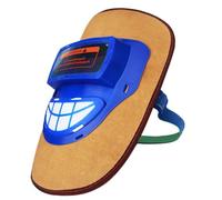 Leather Welding Face Guard for & Gas Shielded Welding, 147g Lightweight, Adjustable Fit, Shade 4-8, Yellow/Blue
