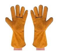 Leather Welding Gloves-Heat/Fire Resistant for Welder/Oven/Fireplace/Animal Handling/BBQ/Pets Grasping Biting Protective(Yellow)