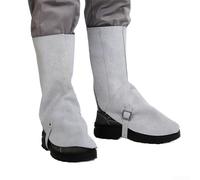 Leather Welding Spats for and Plasma Welding Made from Flame Resistant Cowhide to Guard Lower Legs Shoes and Pants from Thermal Hazards and Splatter (Grayish white)
