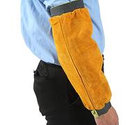 Leather Welding Work Sleeves Cowhide Leather & Non-stick Liner Heat & Flame Resistant Arm Protection Sleeve By, 1 Pair Brown