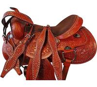 Leather Western Barrel Racing Horse Saddle Tack Size -10'' to 18" inches with Matching Leather Headstall, Breast Collar, ReinsME-WLS-118 (13" Seat)