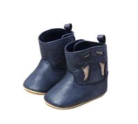 Leather Western Boots Cowboy Bootie Soft Sole Non-Slip Crib Shoes for Baby Toddler Girls Boys Newborn Spiral Winter Boots, blue, 5 UK Child
