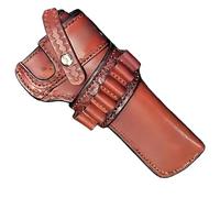 Leather Western Holster, 1 Pc Cowboy Cosplay Revolver Holster for Medieval Old West Enthusiast, Protective Holster with Loops, 4.7 in / 12 cm Length, Brown