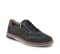 Leather Wide-Fit Dual-Fasten Trainers - Navy Size 11