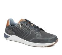 Leather Wide-Fit Lace-Up Trainers - Navy Size 11