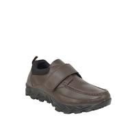 Leather Wide Fit Touch Fasten Moccasin Pegasus Brown 12
