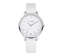 Leather With Strap Quartz Fashion Gift Watch Watch Minimalist Women's Dial Sleek Women's Watch Nice Watch (White, One Size)