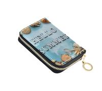Leather Women Wallet Credit Card Holder RFID Blocking Zip Around Coin Purse Wallet with Zipper Classical Summer Starfish Blue