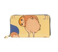 Leather Women Wallets, Long Credit Card Holder, Crooked Owl Print Billfold Clutch & Travel Purse Large Capacity