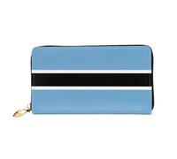 Leather Women Wallets, Long Credit Card Holder, Flag of Botswana Print Billfold Clutch & Travel Purse Large Capacity