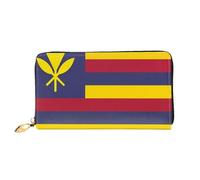 Leather Women Wallets, Long Credit Card Holder, Flag of the Kingdom of Hawaii Print Billfold Clutch & Travel Purse Large Capacity
