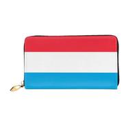 Leather Women Wallets, Long Credit Card Holder, Luxembourg flag Print Billfold Clutch & Travel Purse Large Capacity