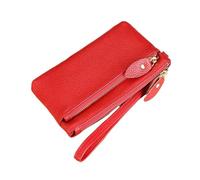 Leather Women Wristlet Clutch Bag Multifunctional Coin Purses Wallet Zipper Card Holder Money Clip Phone Bag for Travel Shopping(Red,17.5X10X0.8 CM)