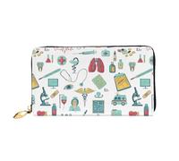 Leather Women'S Abstraction Biology Chemistry4 Wallets Large Capacity Card Holder Ladies Purse With Multiple Card Slots Long Ladies Purse With Zipper Compartment 19cm*10.5cm Ladies Purses Soft Leather