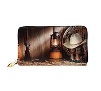 Leather Women'S American West Rodeo Printed Wallets Large Capacity Card Holder Ladies Purse With Multiple Card Slots Long Ladies Purse With Zipper Compartment 19cm*10.5cm Ladies Purses Soft Leather