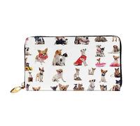 Leather Women'S Cute Chihuahua Pug Pattern Wallets Large Capacity Card Holder Ladies Purse With Multiple Card Slots Long Ladies Purse With Zipper Compartment 19cm*10.5cm Ladies Purses Soft Leather
