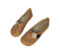 Leather Womens Flats Flower Shoes Womens Slip On Loafers Hollow Out Soft Soled Pumps Wide Fit Walking Flats Work Office Shoes Moccasins Driving Pumps Round Toe Boat Shoe Cute Floral Trainers