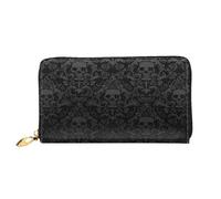 Leather Women'S Gothic Wallpaper Skull Wallets Large Capacity Card Holder Ladies Purse With Multiple Card Slots Long Ladie Purse With Zipper Compartment 19cm*10.5cm Ladies Purses Soft Leather