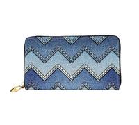 Leather Women'S Gradient Blue Denim Printed Wallets Large Capacity Card Holder Ladies Purse With Multiple Card Slots Long Ladies Purse With Zipper Compartment 19cm*10.5cm Ladies Purses Soft Leather