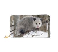 Leather Women'S Opossum In Snow Printed Wallets Large Capacity Card Holder Ladies Purse With Multiple Card Slots Long Ladies Purse With Zipper Compartment 19cm*10.5cm Ladies Purses Soft Leather